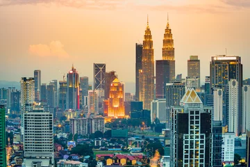 Gordijnen Kuala Lumpur, Maleisië. Skyline van zonsondergang © Luciano Mortula-LGM