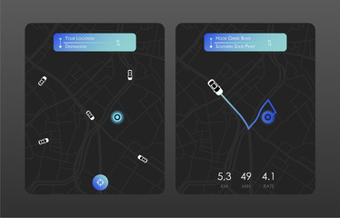 Concept of location service. pick up taxi service app on mobile phone.