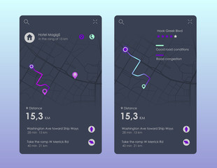 Dashboard theme creative infographic of city map navigation.