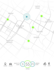 Dashboard theme creative infographic of city map navigation.