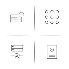 Cyber Security simple linear icon set.Simple outline icons