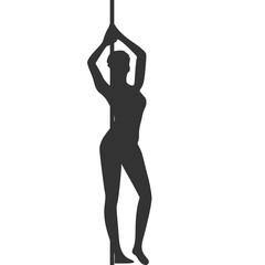 Naklejka na ściany i meble Silhouette of girl and pole. Pole dance illustration.