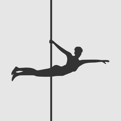 Silhouette of girl and pole. Pole dance illustration.