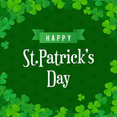 Happy St. Patrick's Day Card vector illustration. Shamrock frame with typography.