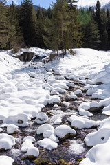 mountain river snow
