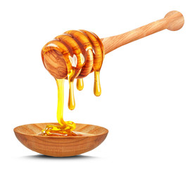 honey dripping isolated on white background