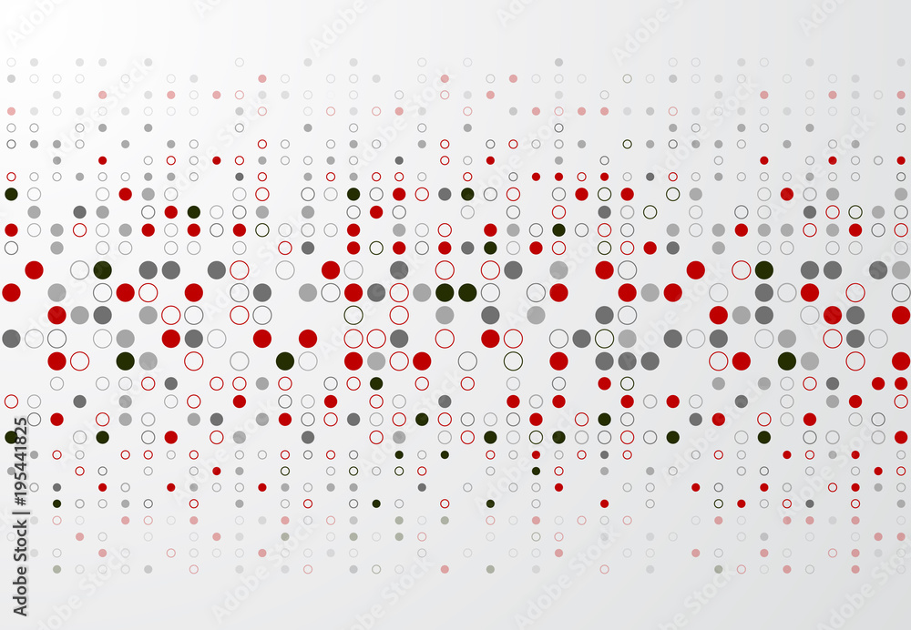 Poster abstract technology background with red and gray circle border pattern