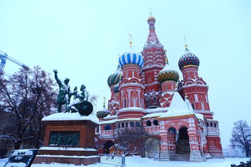 St. Basil's Cathedral on Red Square in Moscow. Winter Night illumination. 


