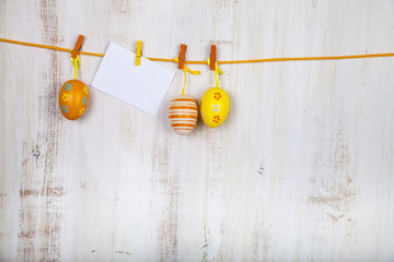 Easter Eggs and paper on a rope