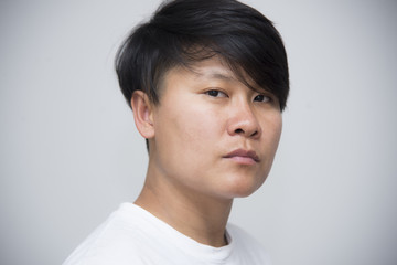Portriat asian on white background.