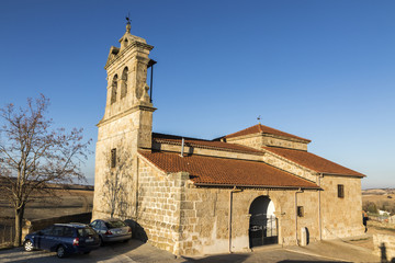 Fototapeta na wymiar The Church of Our Lady of the Assumption (Iglesia de la Asuncion) in Peleas de Arriba, a small town in the Province of Zamora, Castile and Leon, Spain
