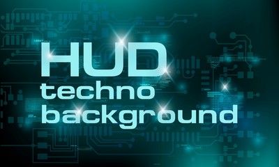 HUD technology background, colorful digital background, 3D technology interface. HUD techno background with floating numbers