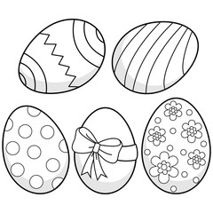 Decorated Easter eggs. Vector black and white coloring page