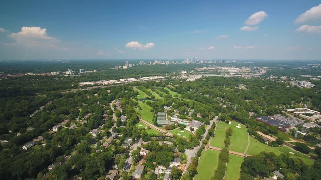 Atlanta Aerial v324 Flying around Ansley Park area sunny Buckhead cityscape 11/17