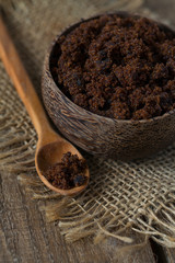 molasses sugar on wooden surface