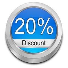 20% Discount button - 3D illustration