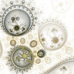 Gold fractal time machine, digital artwork for creative graphic design