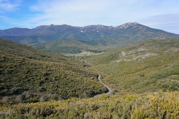 Landscape a path leading to a valley at the bottom of the Albera massif, Spain, Catalonia, Alt Emporda, Girona