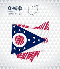 Map of Ohio with hand drawn sketch pen map inside. Vector illustration
