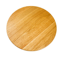 round wooden cutting board isolated on white