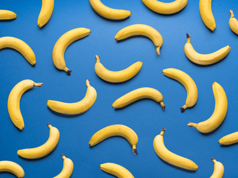 Bananas on the blue background.