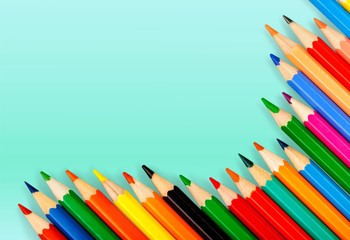Fototapeta premium Colorful school supplies on background