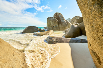 tropical beach Seychelles called "Carana Beach", machabee, mahe, seychelles