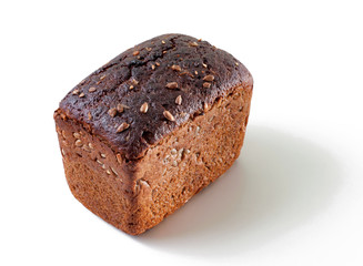 Rye bread on white background