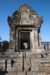 Fototapeta na wymiar Dangrek Mountains Cambodia, view of eastern entrance to Gopura IV at the 11th century Preah Vihear Temple complex