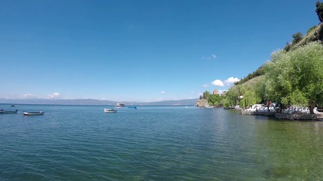 Lake Ohrid and Jovan Kaneo church landscape