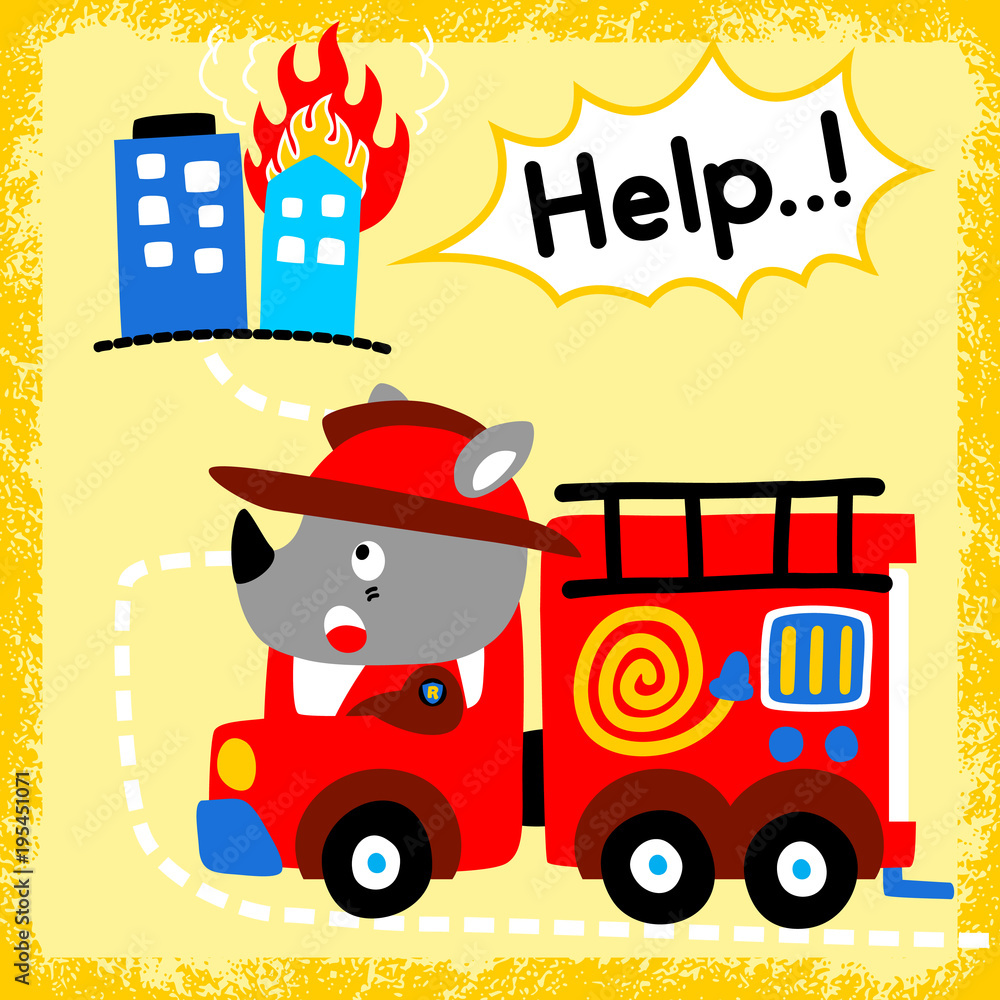 Canvas Prints firefighter cartoon