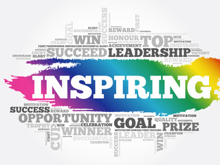 Inspiring word cloud collage, business concept background