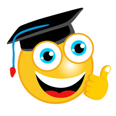 vector cartoon of scholar emoticon with thumb up