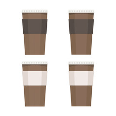 vector coffee brown glass with paper stripe isolated on white background illustration