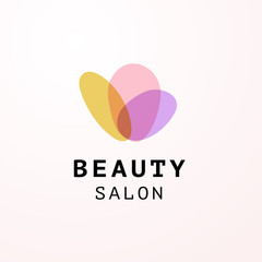Vector transparent beauty, spa, and yoga logo symbol in light colors isolated on white background. Perfect for massage saloon, wellness and health care centers, fashion insignia design.