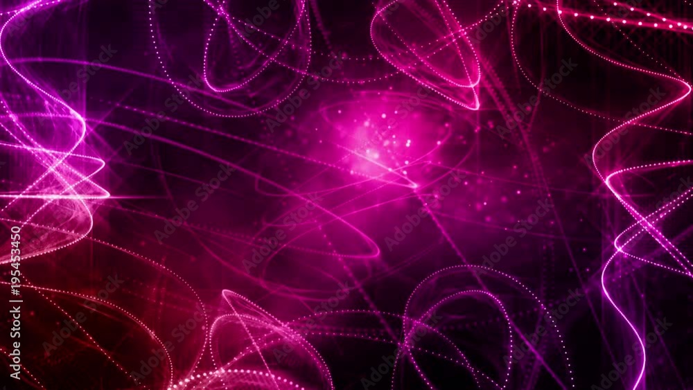 Poster 3d rendering background based on animated particles. threads of particles in a color gradient