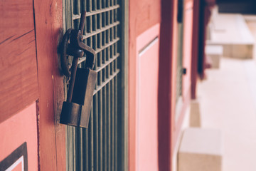 Korean traditional wooden door and doorknob