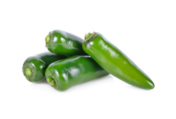 whole fresh Jalapeno or Mexican Chili on white background