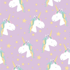 Vector seamless pattern with magical unicorns.