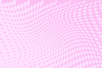 Pink halftone background. Digital gradient. Wavy dotted pattern with circles, dots, point large scale. Vector illustration
