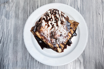 Homemade french crepe on the table