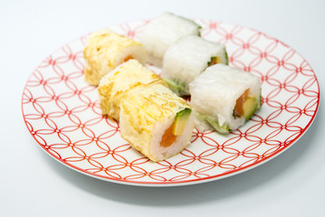 Japanese food Sushi Roll Maki of Salmon and avocado