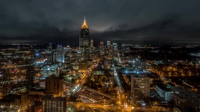 Time Lapse of Atlanta Skyline at Night
