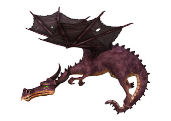 3D Rendering Fantasy Dragon on White