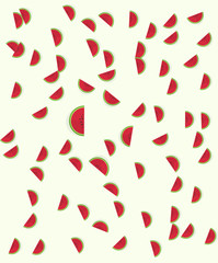 Seamless background with watermelon slices. Vector illustration.