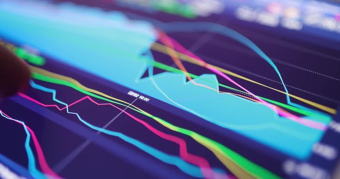 Digital tablet display the stock market graph