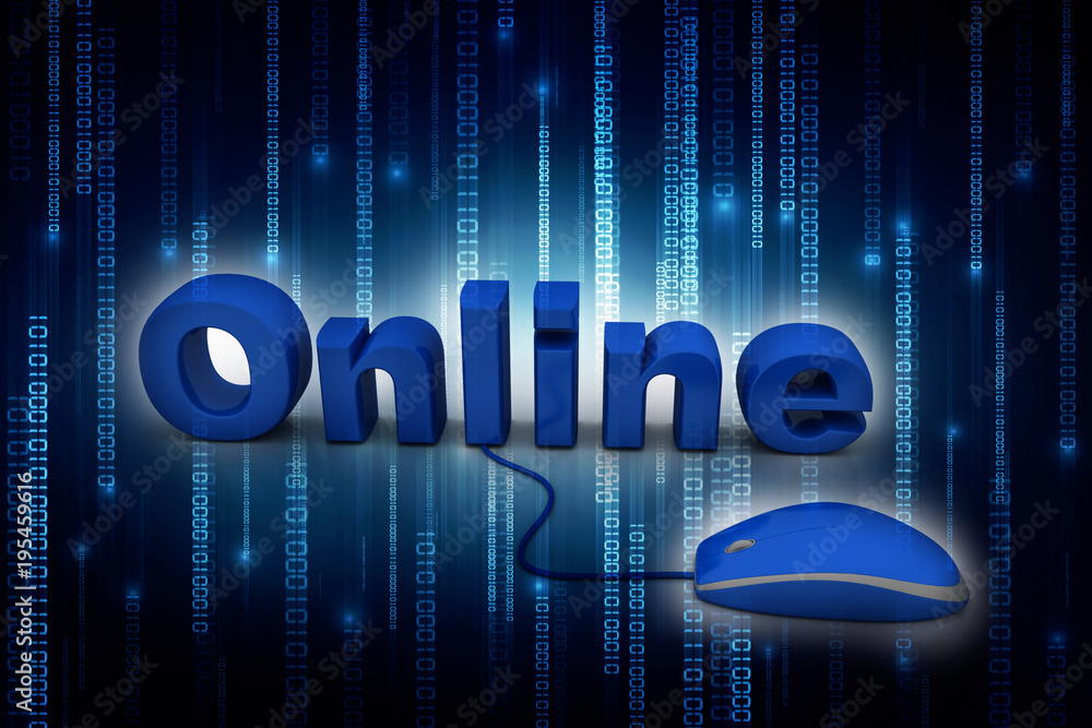 Poster 3d rendering online connected mouse