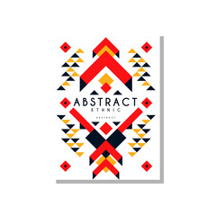 Abstrat ethnic card, colorful ethno tribal geometric ornament, trendy pattern element for business, logo, invitation, flyer, poster, banner vector Illustration