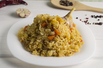Vegetarian pilaf with vegetables, pumpkin and spices
