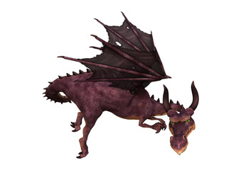 3D Rendering Fantasy Dragon on White